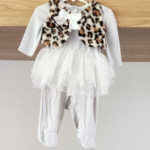 NWT Baby Starters Leopard Luxe Ballet Onesie/Footie